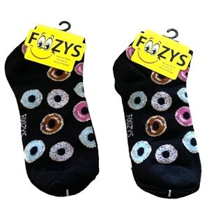 Foozys Women's Ankle Socks: 2 Pair Set; Doughnuts; Black; Women's Size 9-11
